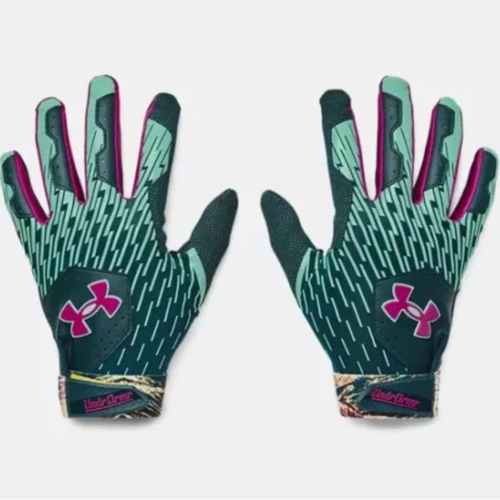 Under Armour Clean Up Culture Baseball Gloves Teal/Green/Magenta SMALL NWT